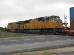 UP 7444 UP 4424  14Apr2011  NB across Center Point Road with stacks 